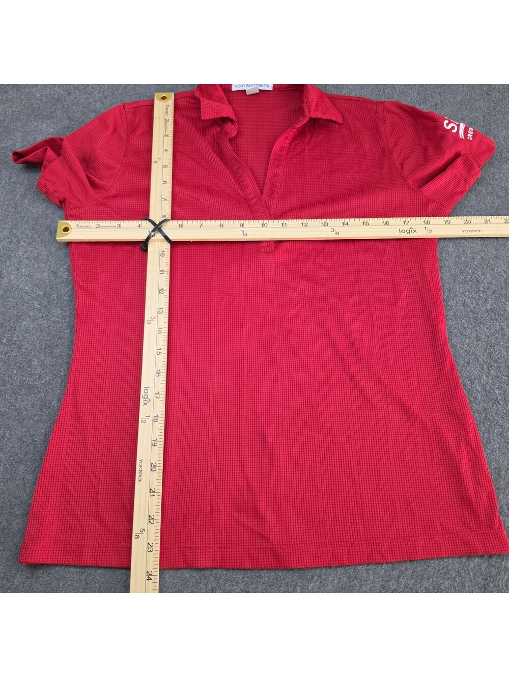 Port Authority Womens Polo Shirt Size M Red Short Sleeve V-Neck SPC Credit Union - Picture 6 of 9